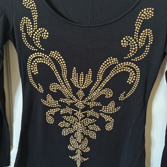 CACHE Womens XS/Black Beaded vintage top - Picture 5 of 7